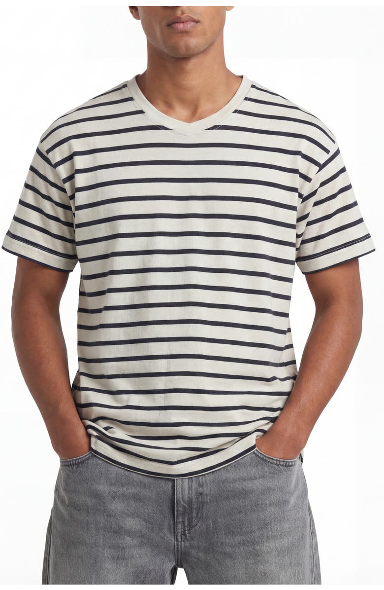 Solomon & Sage S&G Cotton Classic Stripe T-Shirt, Main, color, Cream/Light Black