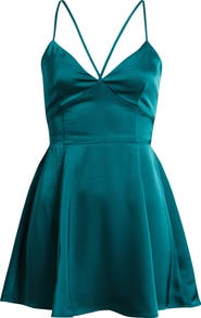 BP. Lace-Up Satin Minidress