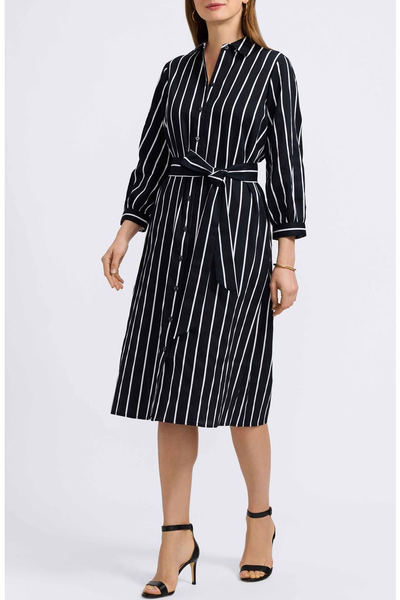 Esther Stripe Cotton Shirtdress, Alternate, color, BLACK/ WHITE