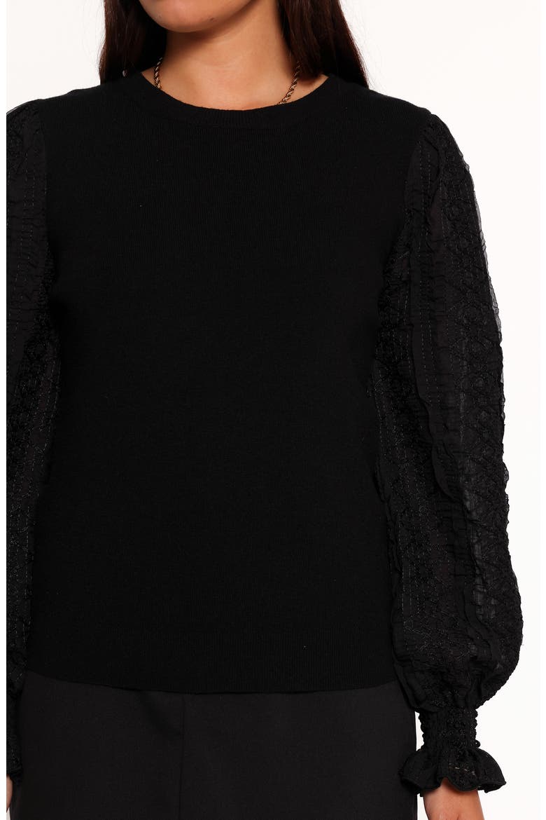 Misah Mixed Media Top, Alternate, color, BLACK