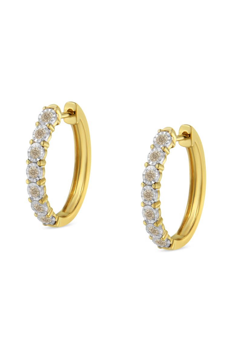 10KT Two-Toned Gold Diamond Hoop Earring, Alternate, color, Yellow
