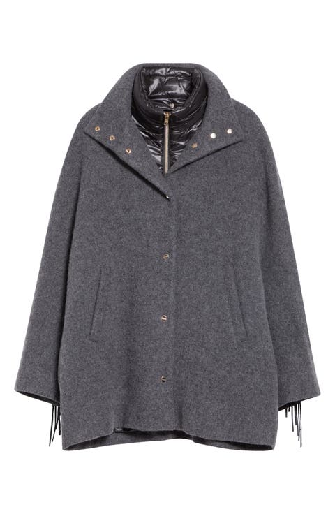 Fringed Alpaca, Nylon & Wool Jacket with Ultralight Bib Inset