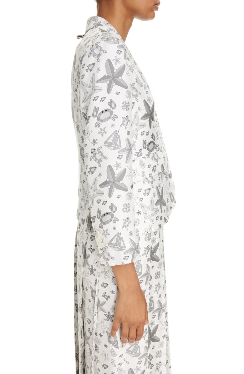 Thom Browne Nautical Crystal Print Shrunken Silk Sport Coat, Alternate, color,