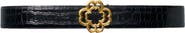 maje Croc-effect leather double M belt