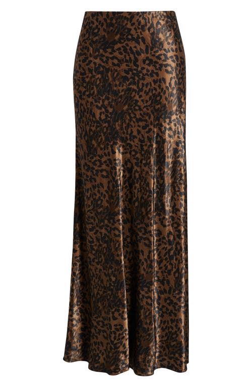 Rails Romina Leopard-print Satin Maxi Skirt In Brown
