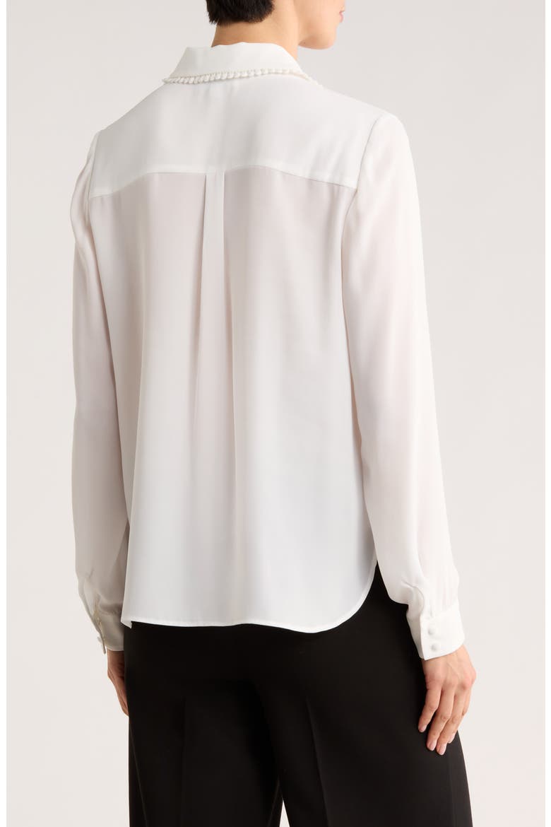 Lace Trim Button-Up Shirt, Alternate, color, IVORY