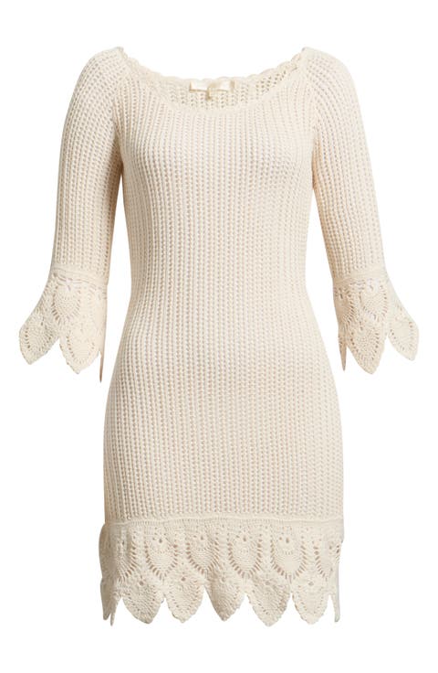Krisella Open Mixed Stitch Cotton Sweater Minidress