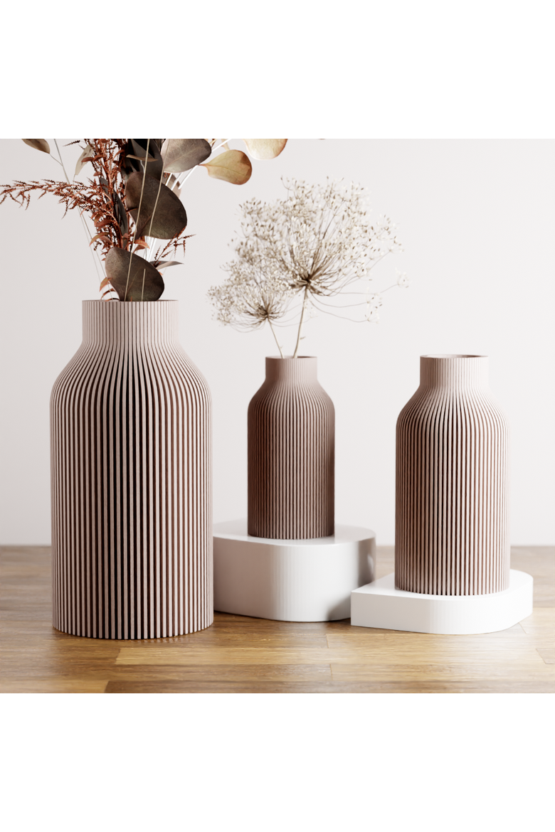 Bottle Vase - Set Of 3 Vases, Main, color, Muted White - w/ Insert
