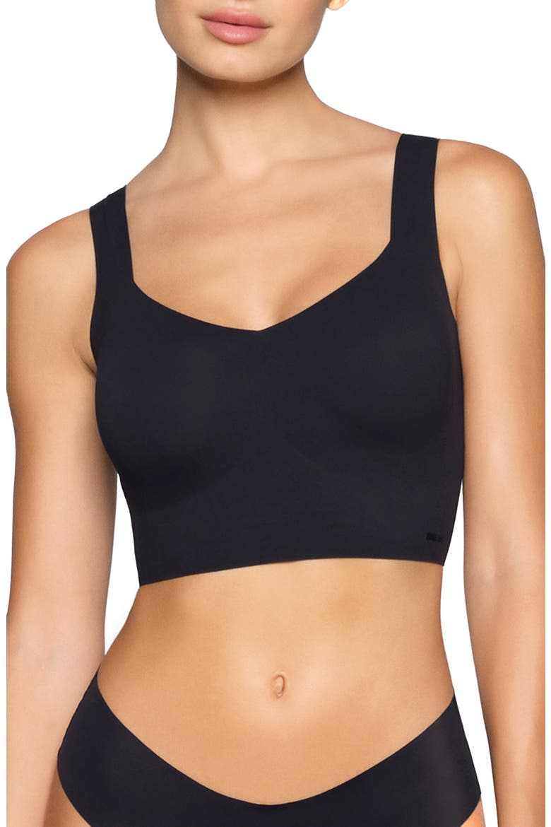 Naked Wireless Plunge Longline Bra, Main, color, ONYX