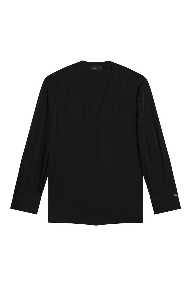 Woven Silk Shirt, Alternate, color, BLACK