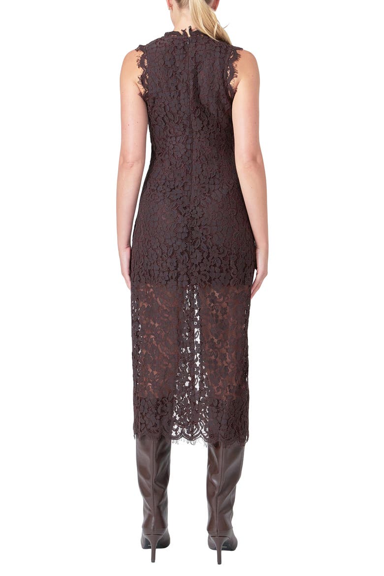 Front Slit Lace Dress, Alternate, color, ESPRESSO