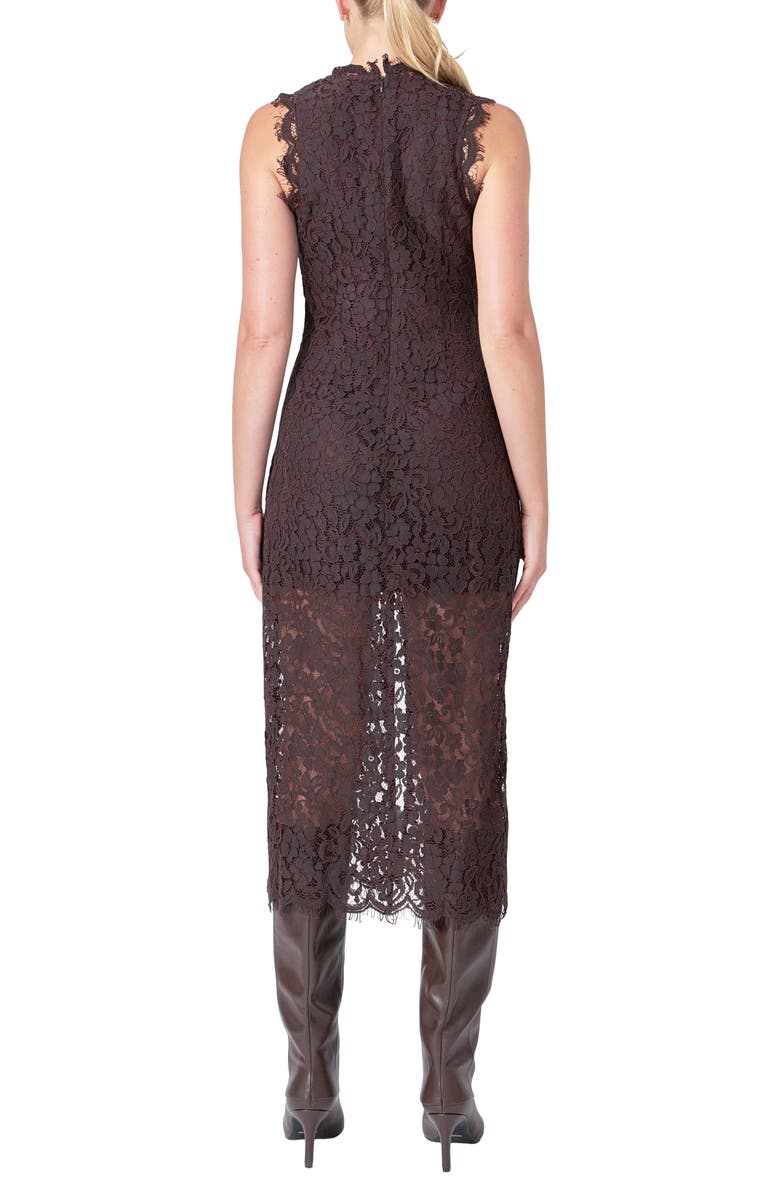 Endless Rose Front Slit Lace Dress, Alternate, color, Espresso