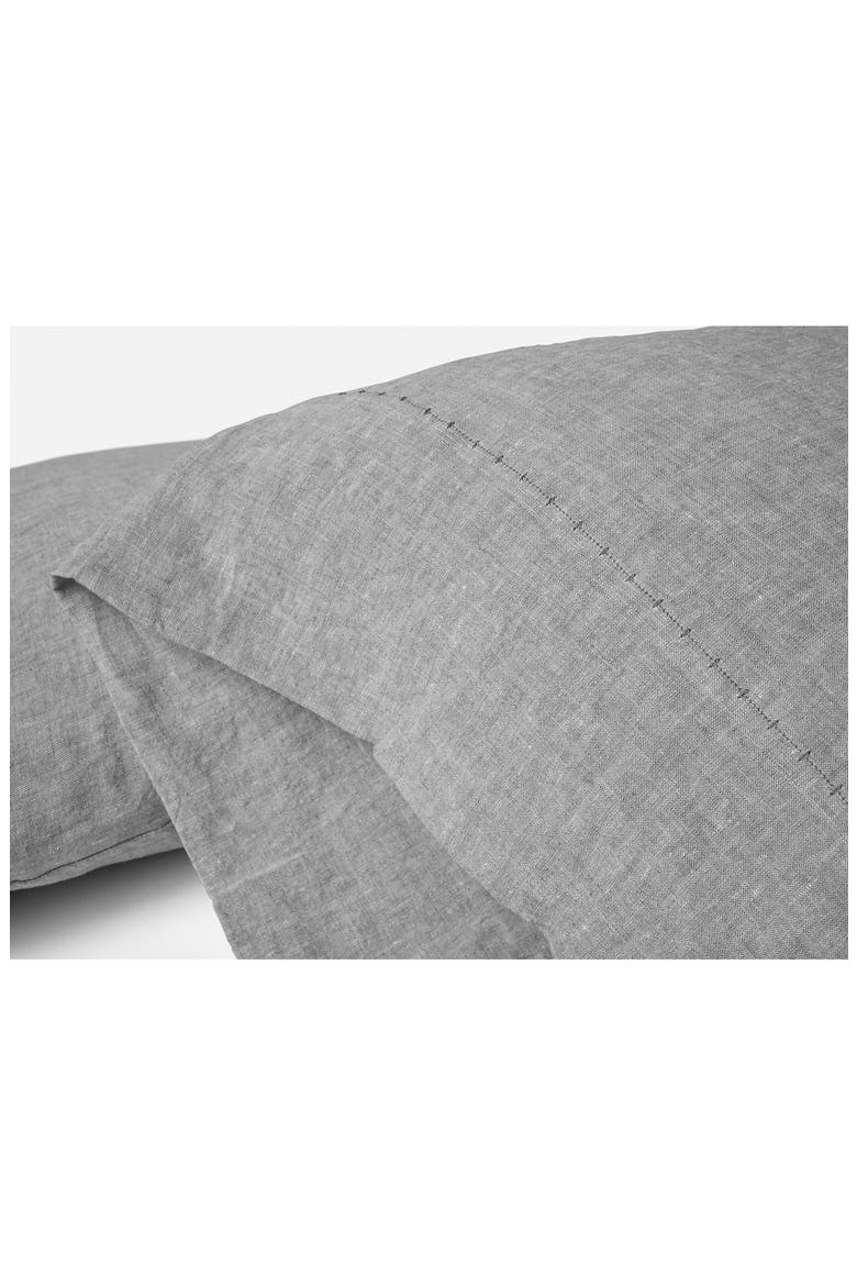 Relaxed Organic Linen Pillowcase, Alternate, color, SLATE CHAMBRAY