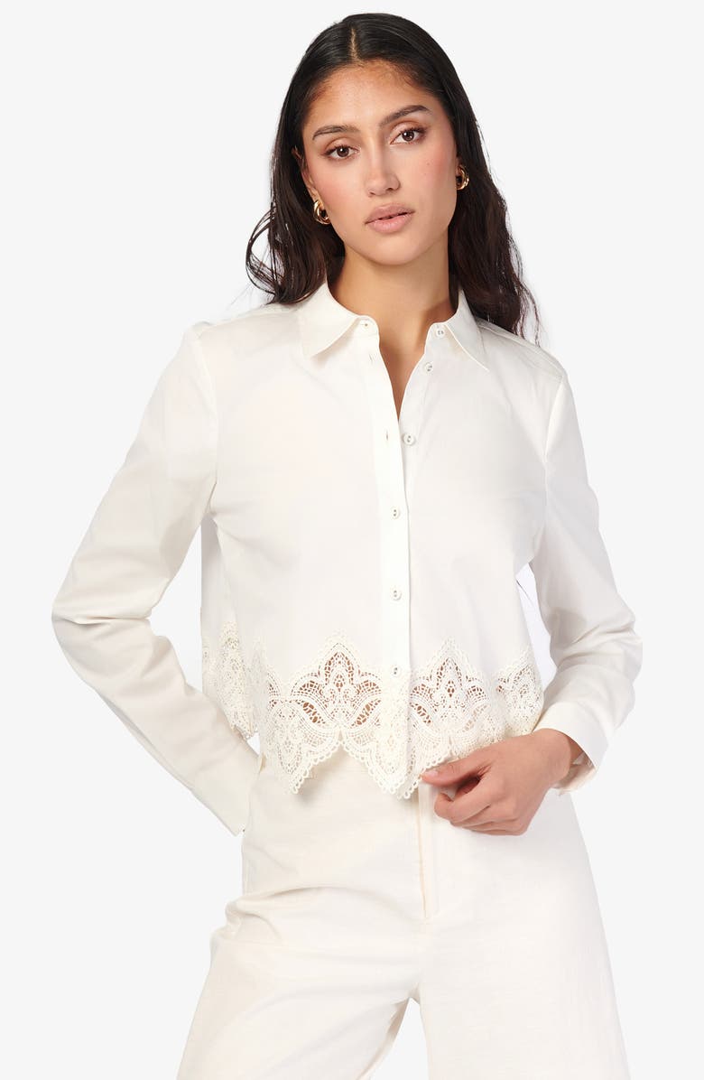 CAMI NYC Cielo Lace Trim Crop Shirt, Alternate, color, 