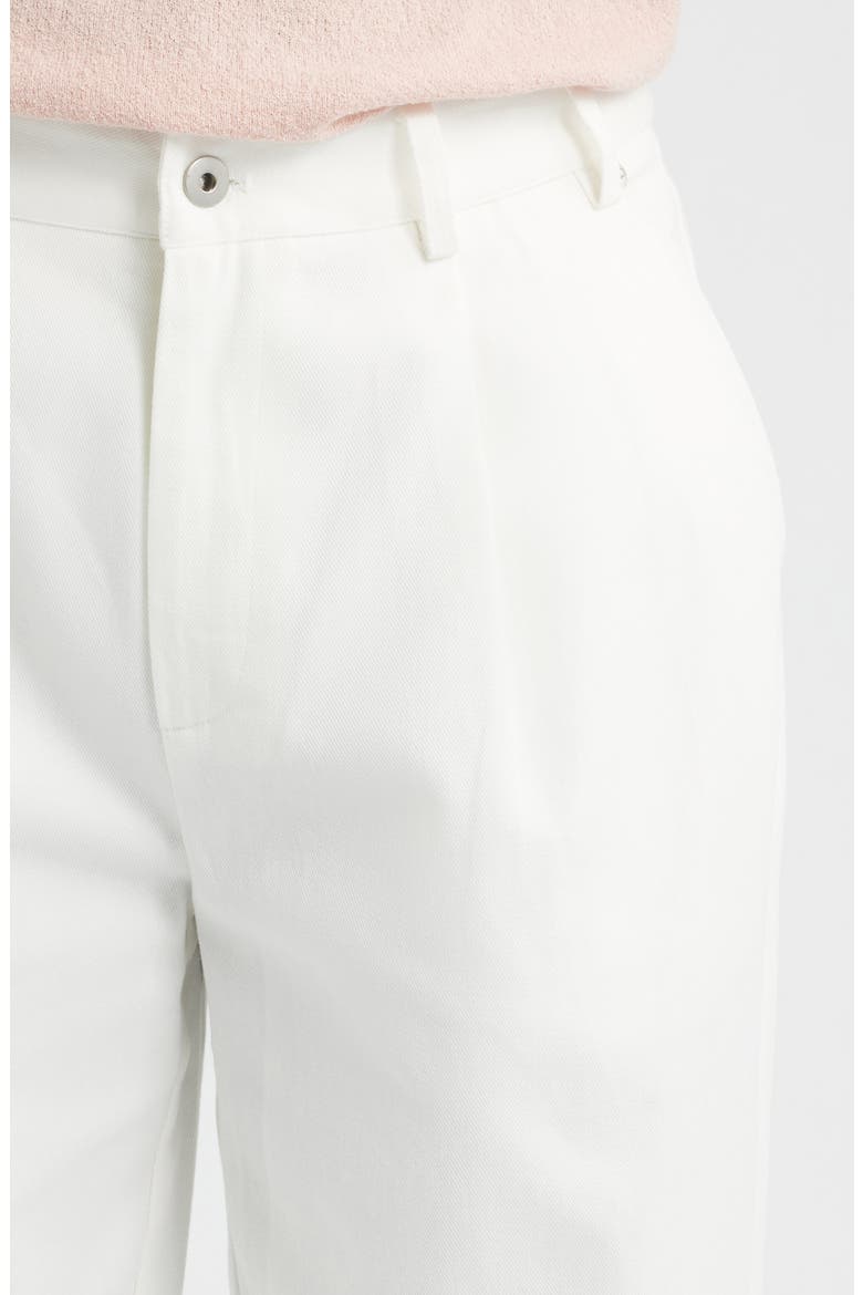 Pleated Wide Leg Cotton Twill Trousers, Alternate, color, WHITE