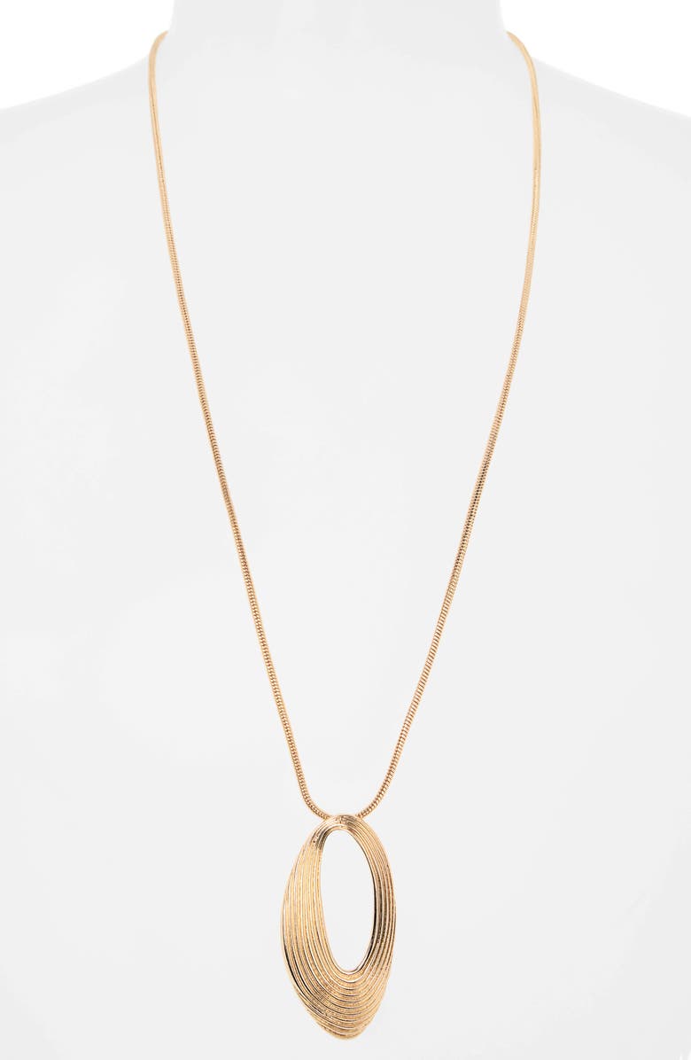 NORDSTROM RACK Oval Pendant Necklace, Alternate, color, Gold