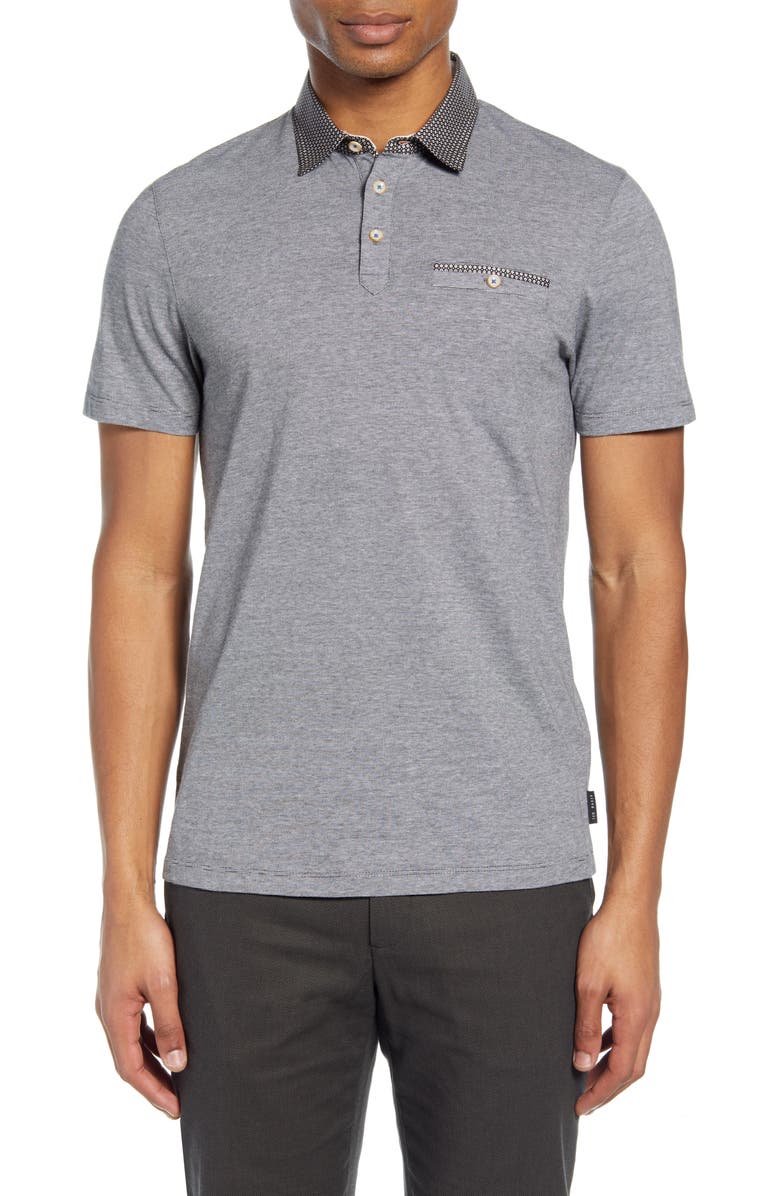 Ted Baker London Gwack Slim Fit Pinstripe Pocket Polo, Main, color, 