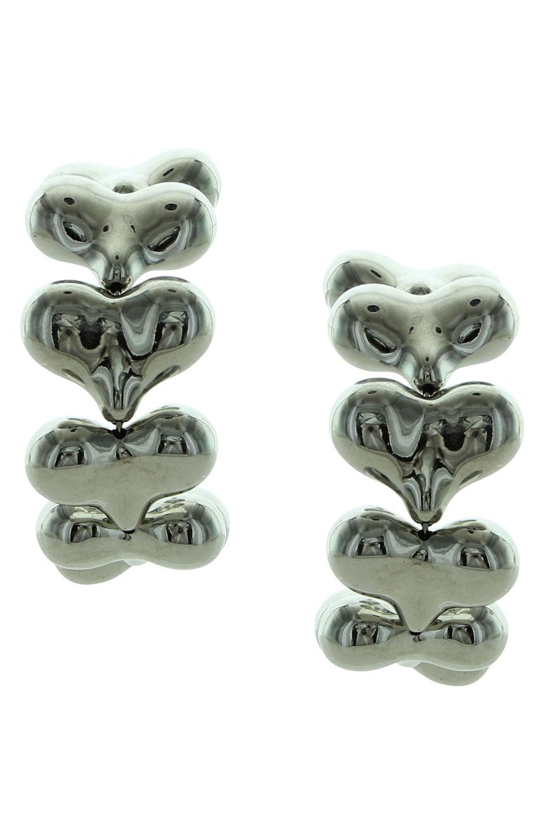 OLIVIA WELLES Trella Heart Hoop Earrings, Main, color, Silver