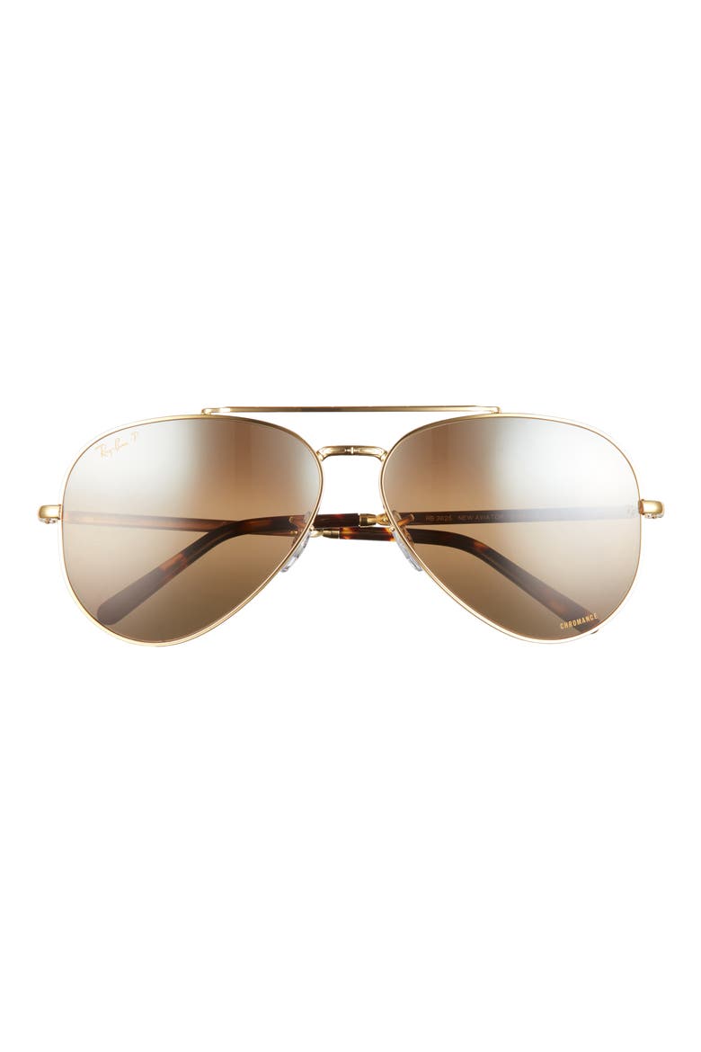 New Aviator 62mm Polarized Oversize Pilot Sunglasses, Main, color, LEGEND GOLD / POLAR GRAD BROWN