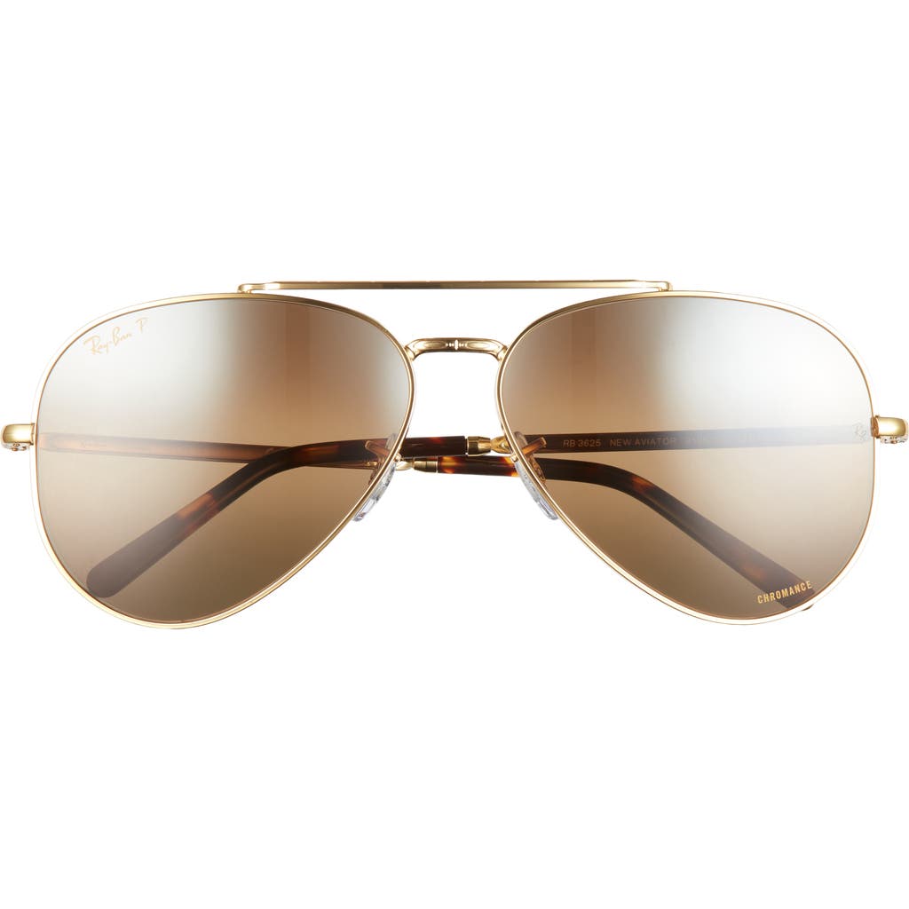 Ray Ban Ray-ban New Aviator 62mm Polarized Oversize Pilot Sunglasses In Brown