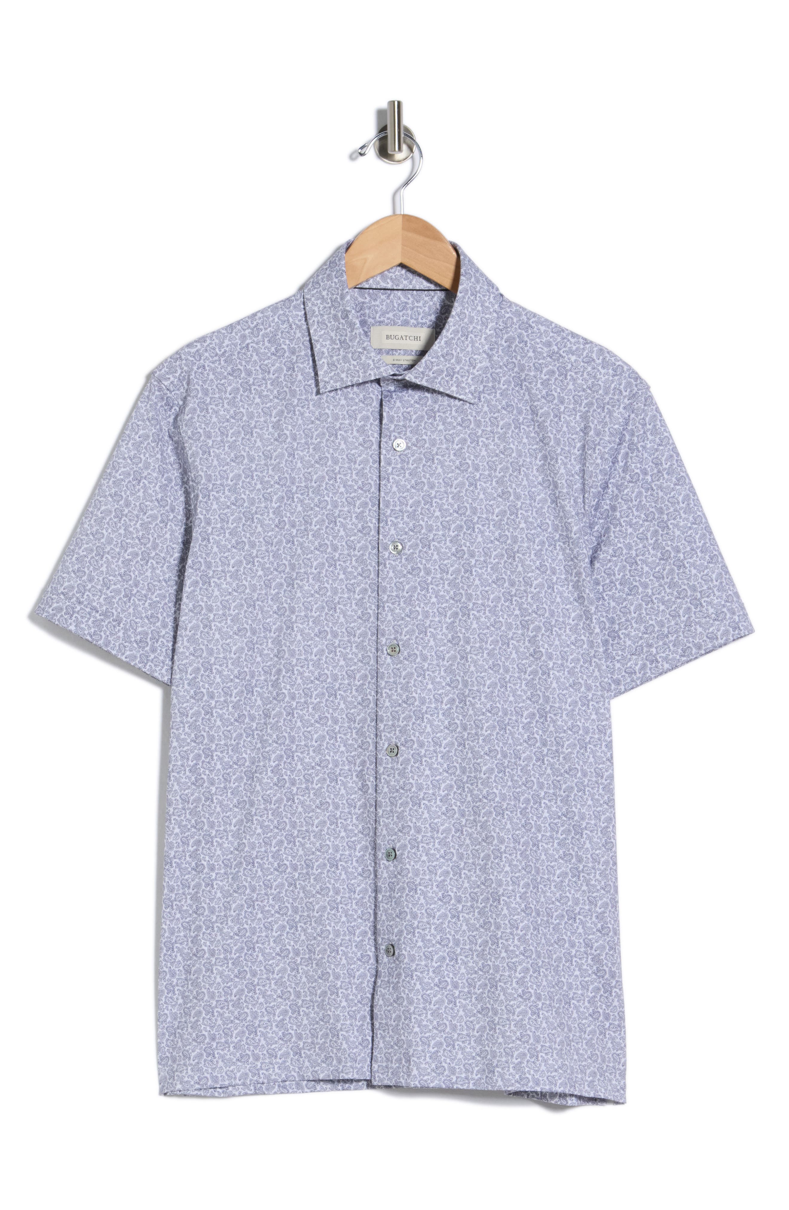 Bugatchi Short Sleeve Stretch Cotton Button-Up Shirt