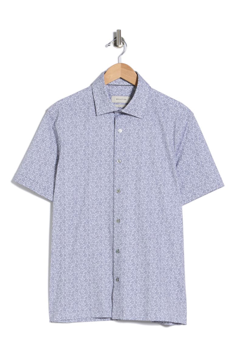 Short Sleeve Stretch Cotton Button-Up Shirt, Alternate, color, PLATINUM
