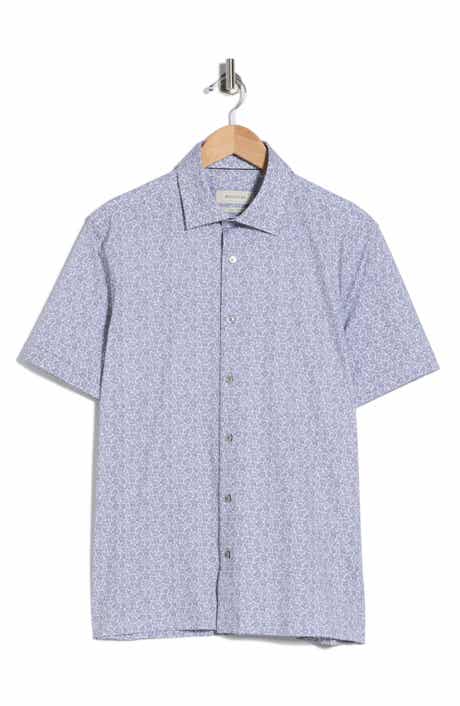Bugatchi Short Sleeve Stretch Cotton Button-Up Shirt