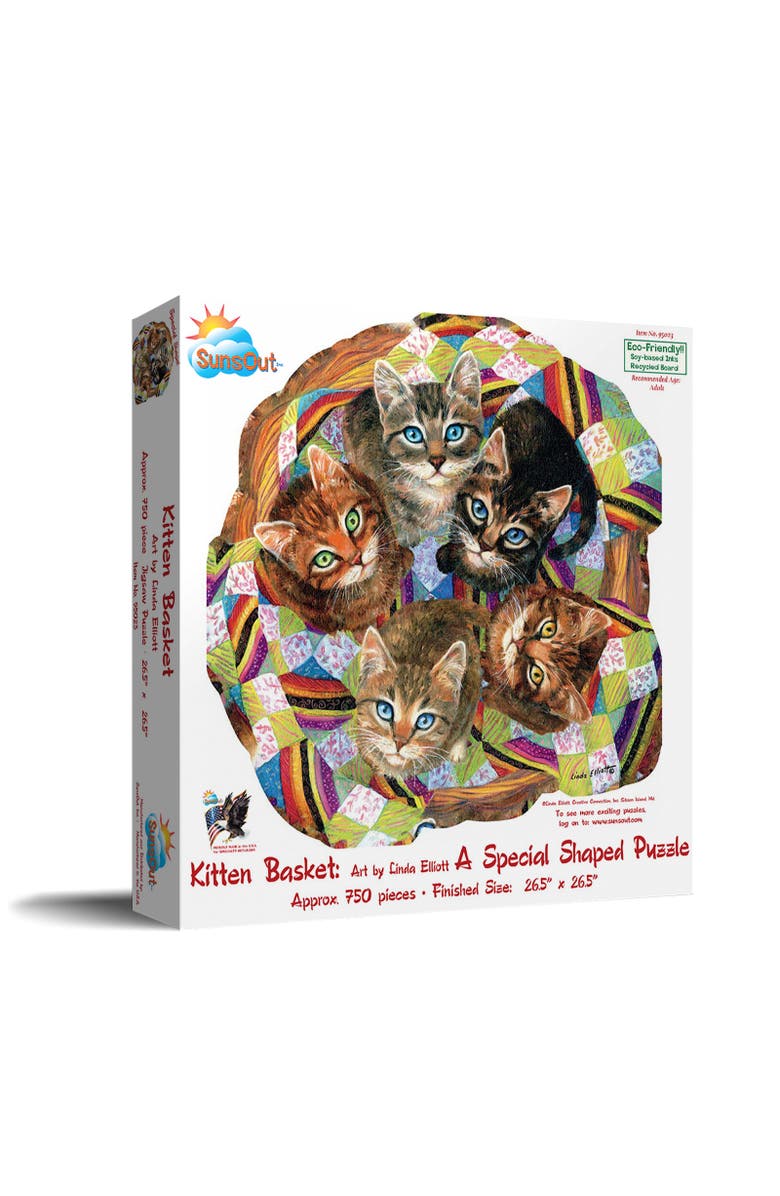 Sunsout Kitten Basket 750 piece Jigsaw Puzzle for Adults Special Shape, Main, color, Multicolor