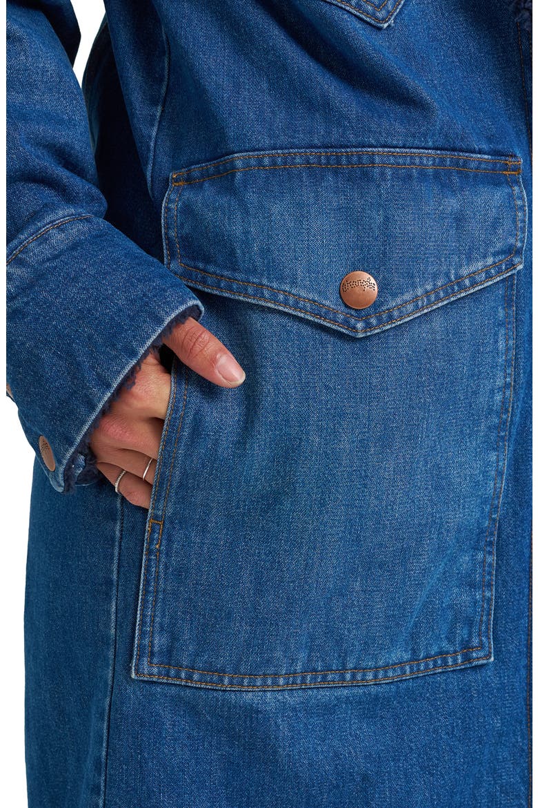 Oversize Denim Bomber Jacket, Alternate, color, AZURITE