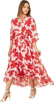 Yumi Midi Dip Hem Wrap Dress