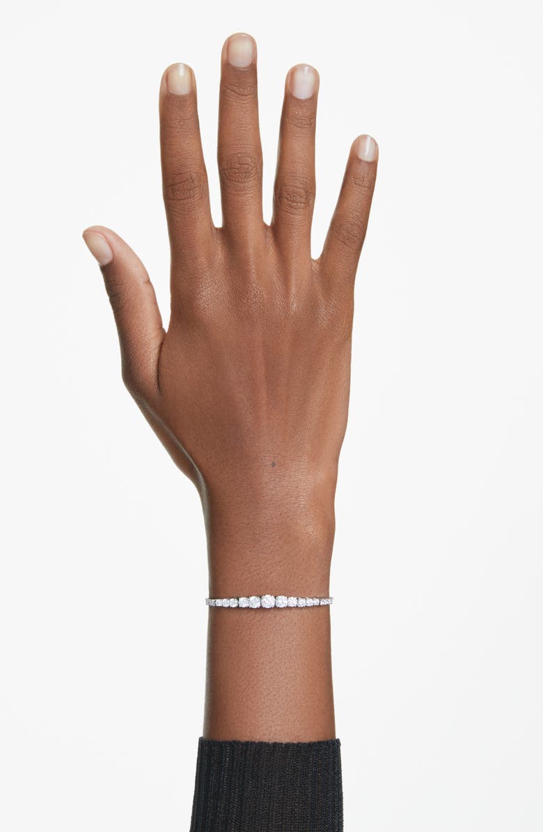 Swarovski Matrix Graduated Zirconia Slider Bracelet, Alternate, color, White/ Silver