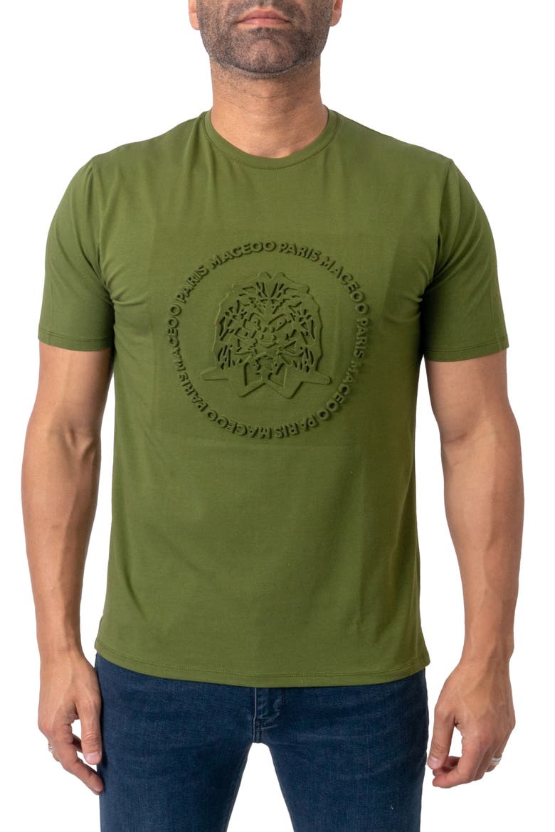 Stamped Stretch Cotton Graphic Tee, Main, color, GREEN