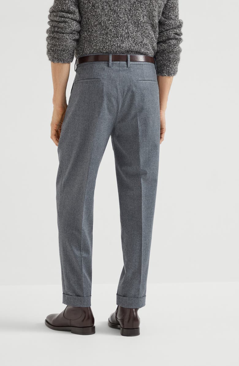 Brunello Cucinelli Leisure fit trousers with double pleats, Alternate, color, Medium Grey