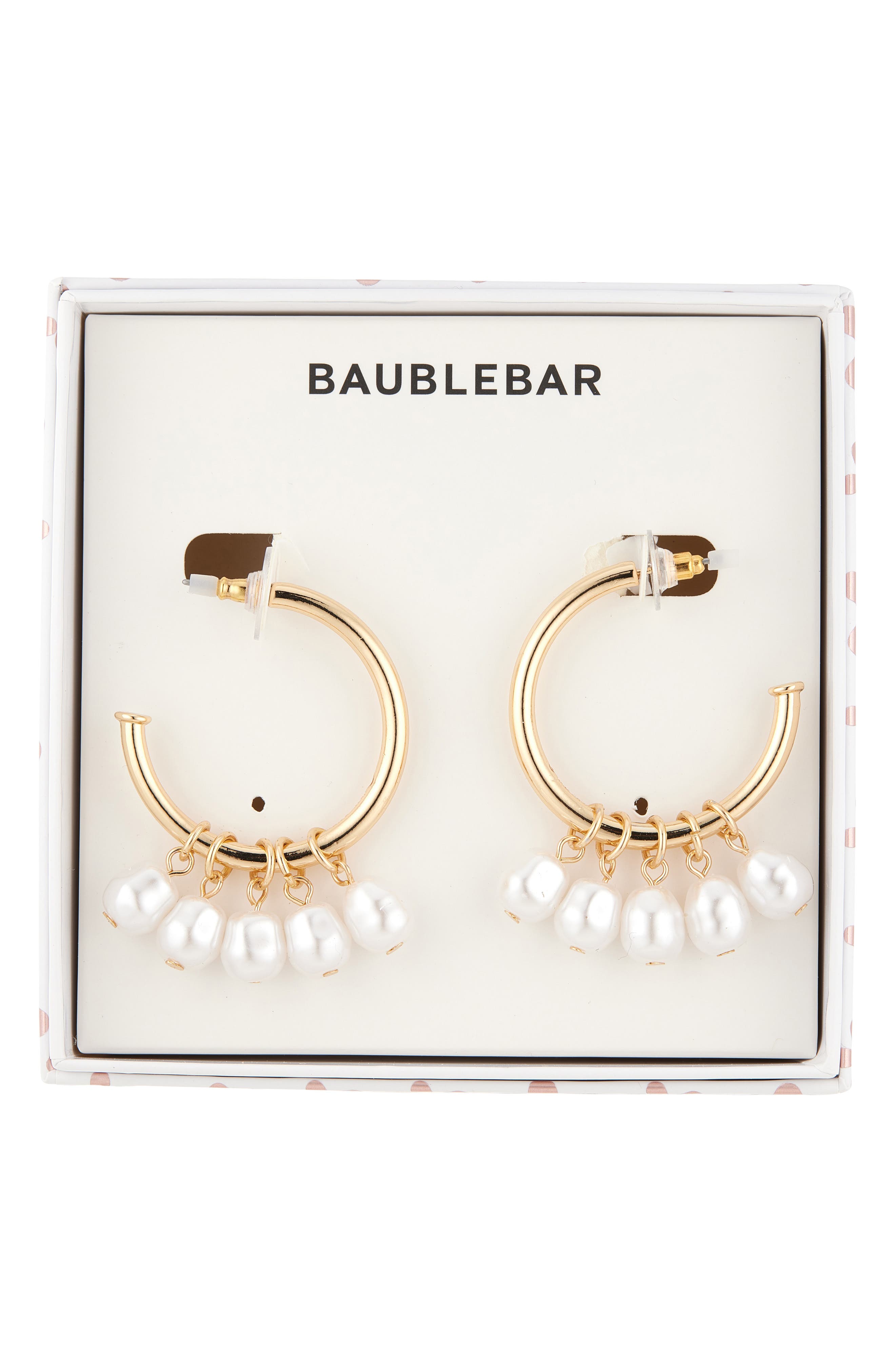 BaubleBar Miss Pearl-Sonality Hoop Earrings