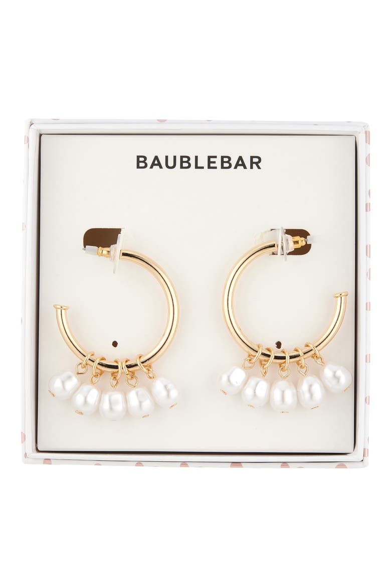 Miss Pearl-Sonality Hoop Earrings, Main, color, PEARL