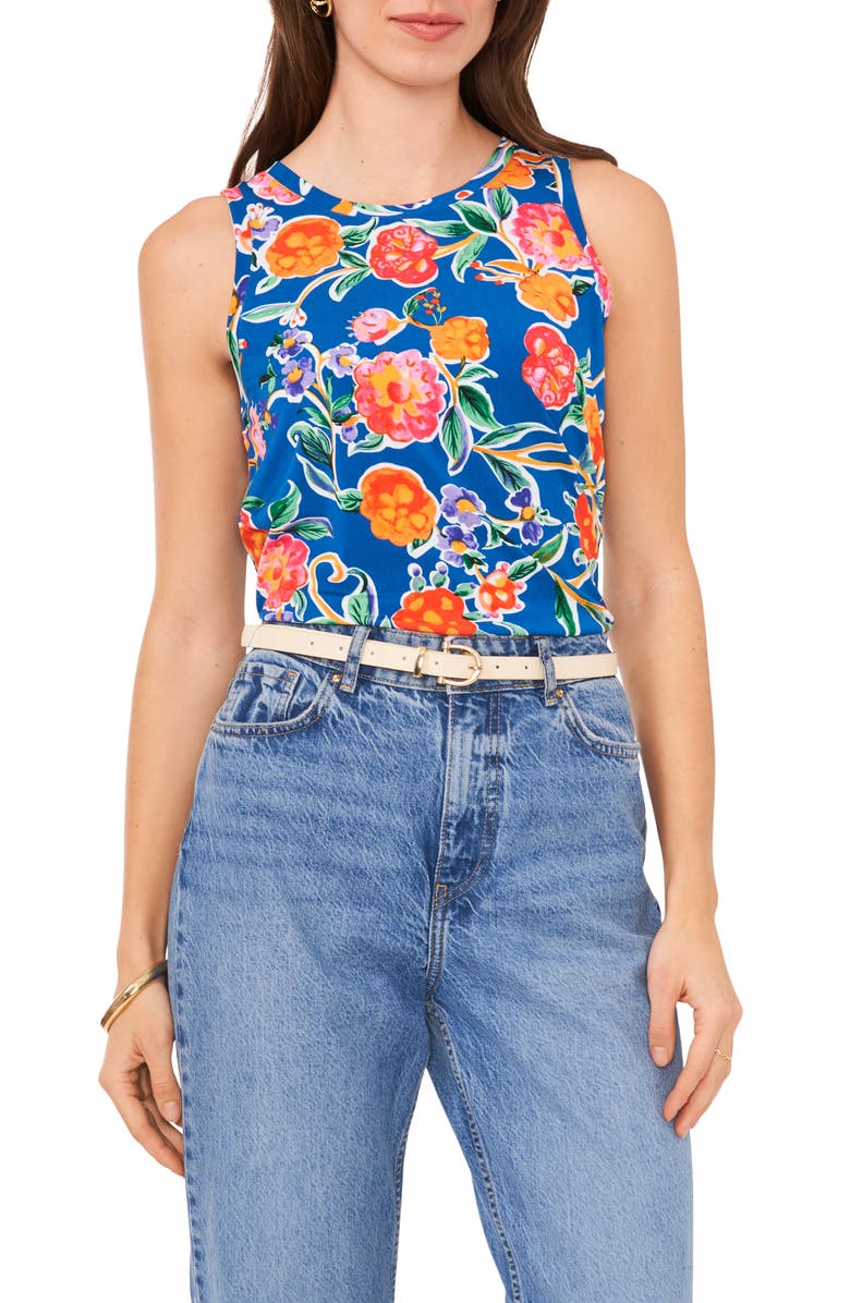 Vince Camuto Floral Back Keyhole Tank, Main, color, 