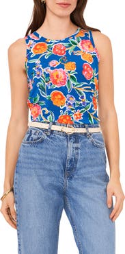 Vince Camuto Floral Back Keyhole Tank