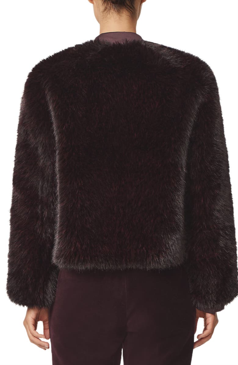 Reiss Marco Faux Fur Jacket, Alternate, color, Marco Burgundy