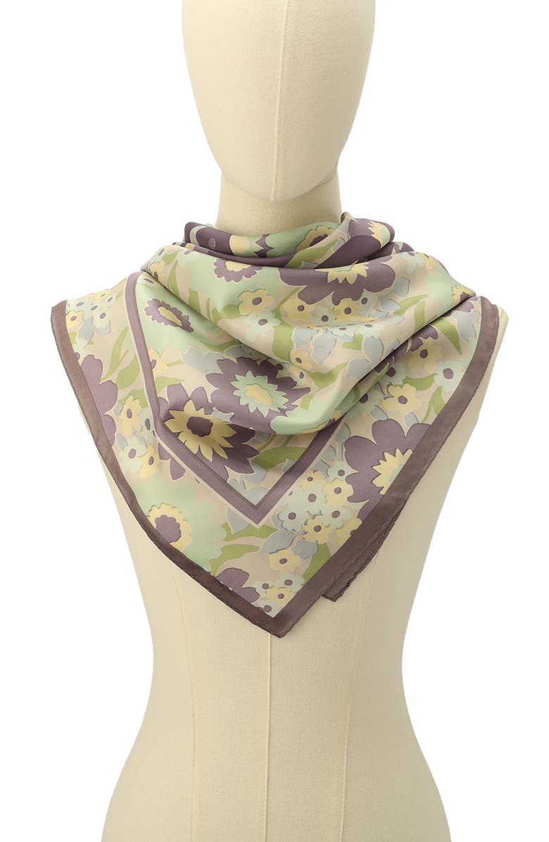 COACH Laurel Floral Script Silk Scarf, Alternate, color, Teal Multicolor