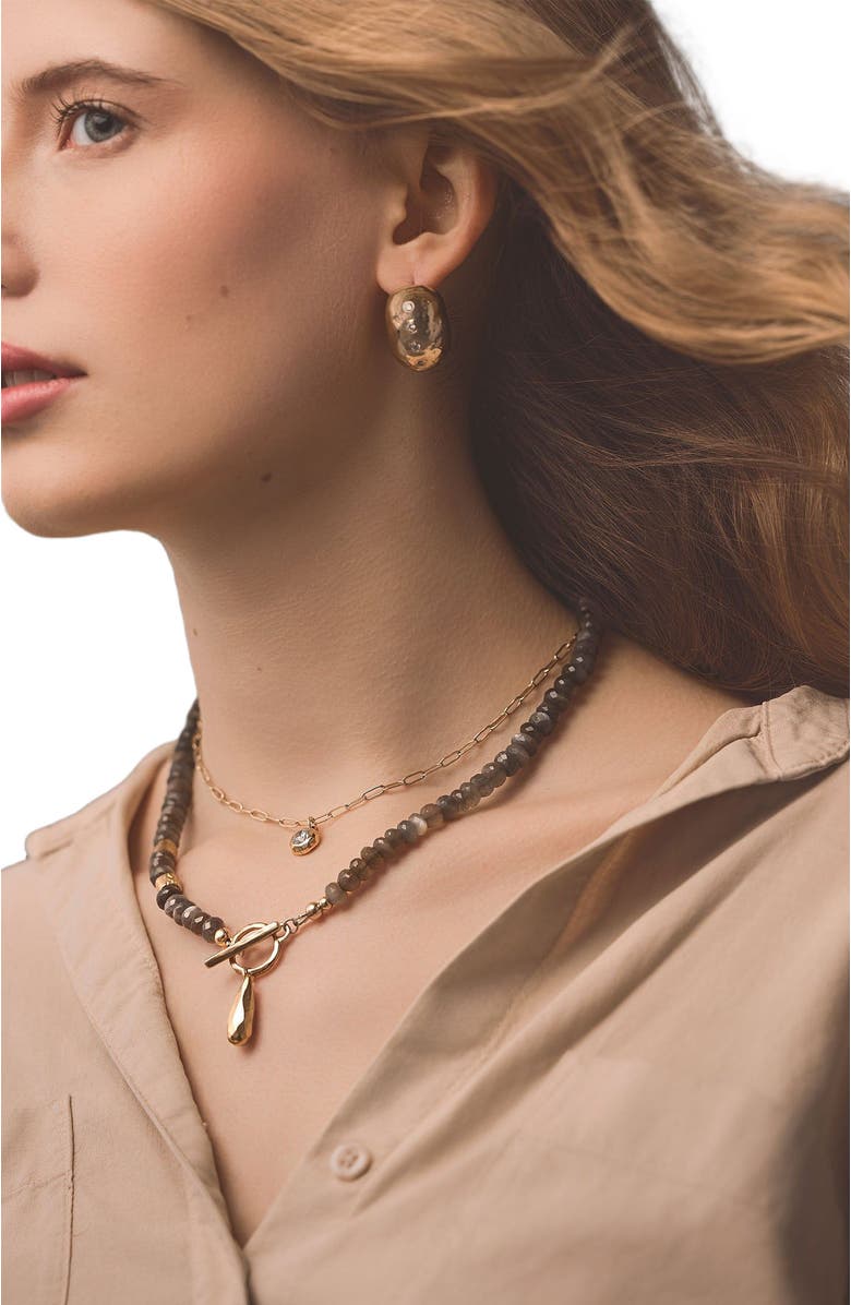 Collection 1304 Golden Teardrop Moonstone Necklace, Alternate, color,