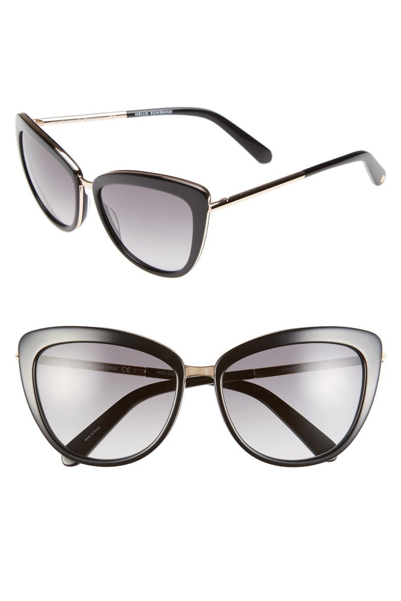 'kandi' 56mm cat eye sunglasses, Main, color, BLACK