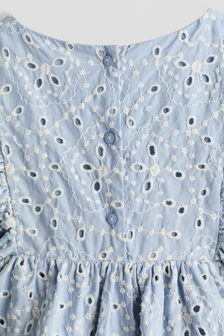 Broderie Anglaise Cotton Dress, Alternate, color, Light blue