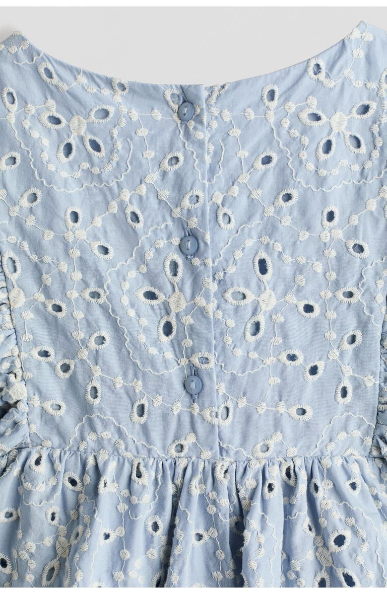 H&M Broderie Anglaise Cotton Dress, Alternate, color, Light Blue