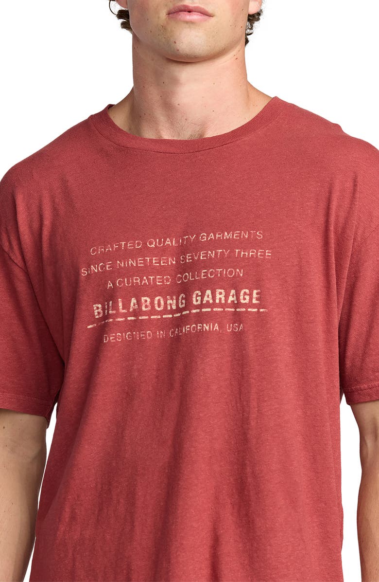 Billabong The Label Garage Cotton & Hemp Graphic T-Shirt, Alternate, color, Burnt Red