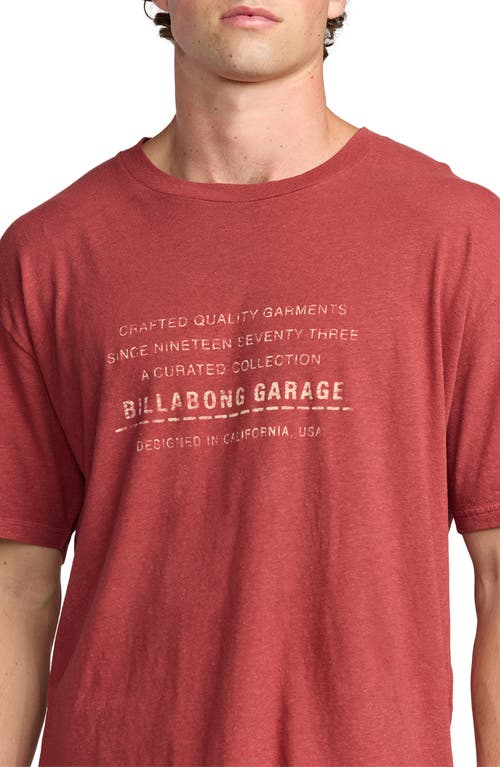 Billabong The Label Garage Cotton & Hemp Graphic T-shirt In Red