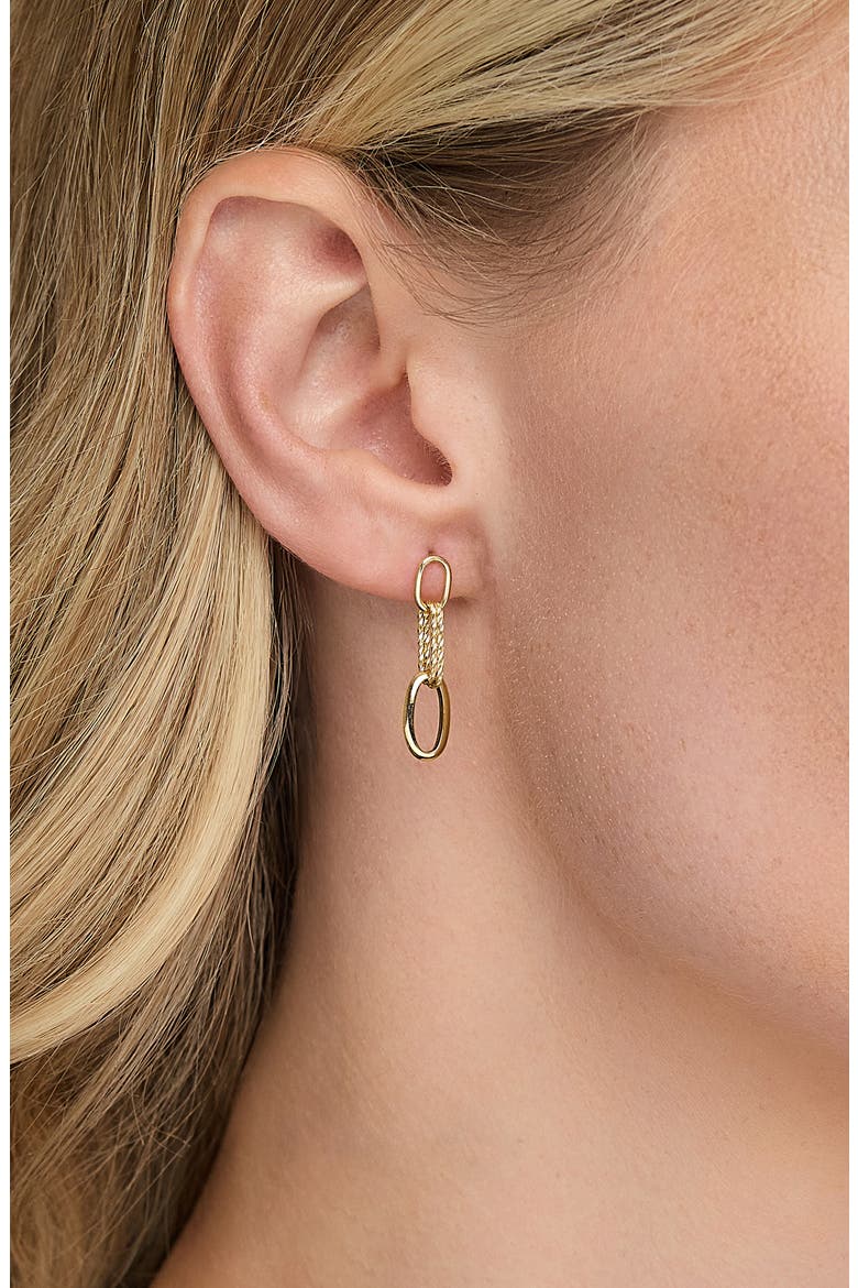 14K Yellow Gold Oval Link Linear Drop Earrings, Alternate, color, 14K YELLOW GOLD