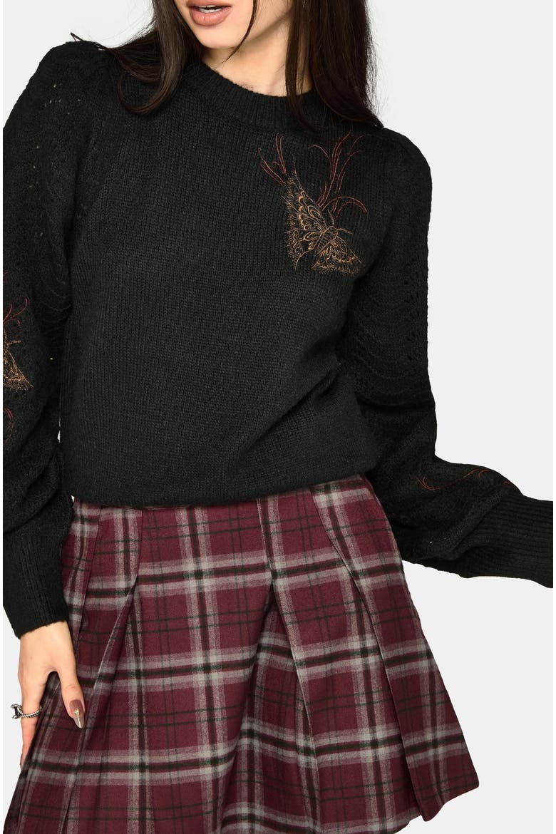 Ember Moth Knit Sweater, Main, color, Black
