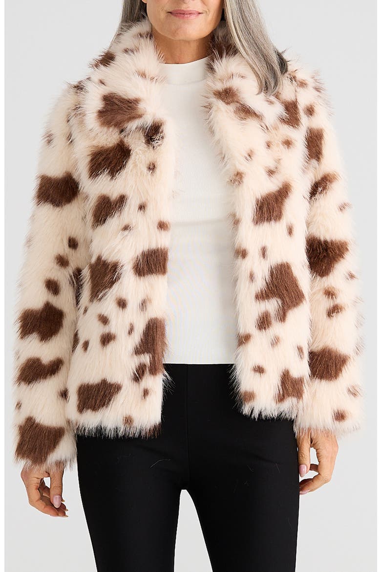 Steinway Cow Print Faux Fur Jacket, Main, color, COW PRINT