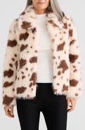 Brave+True Steinway Cow Print Faux Fur Jacket