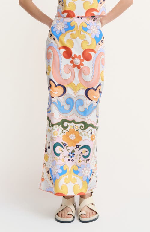 De Loreta Polen Pencil Cotton Midi Skirt In White